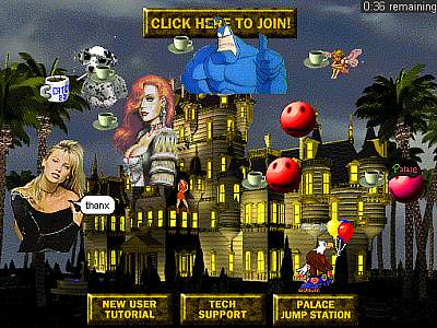 Screenshot The Palace    Übrigens: Der nächste AVATAR erscheint am 1. September 1997 !